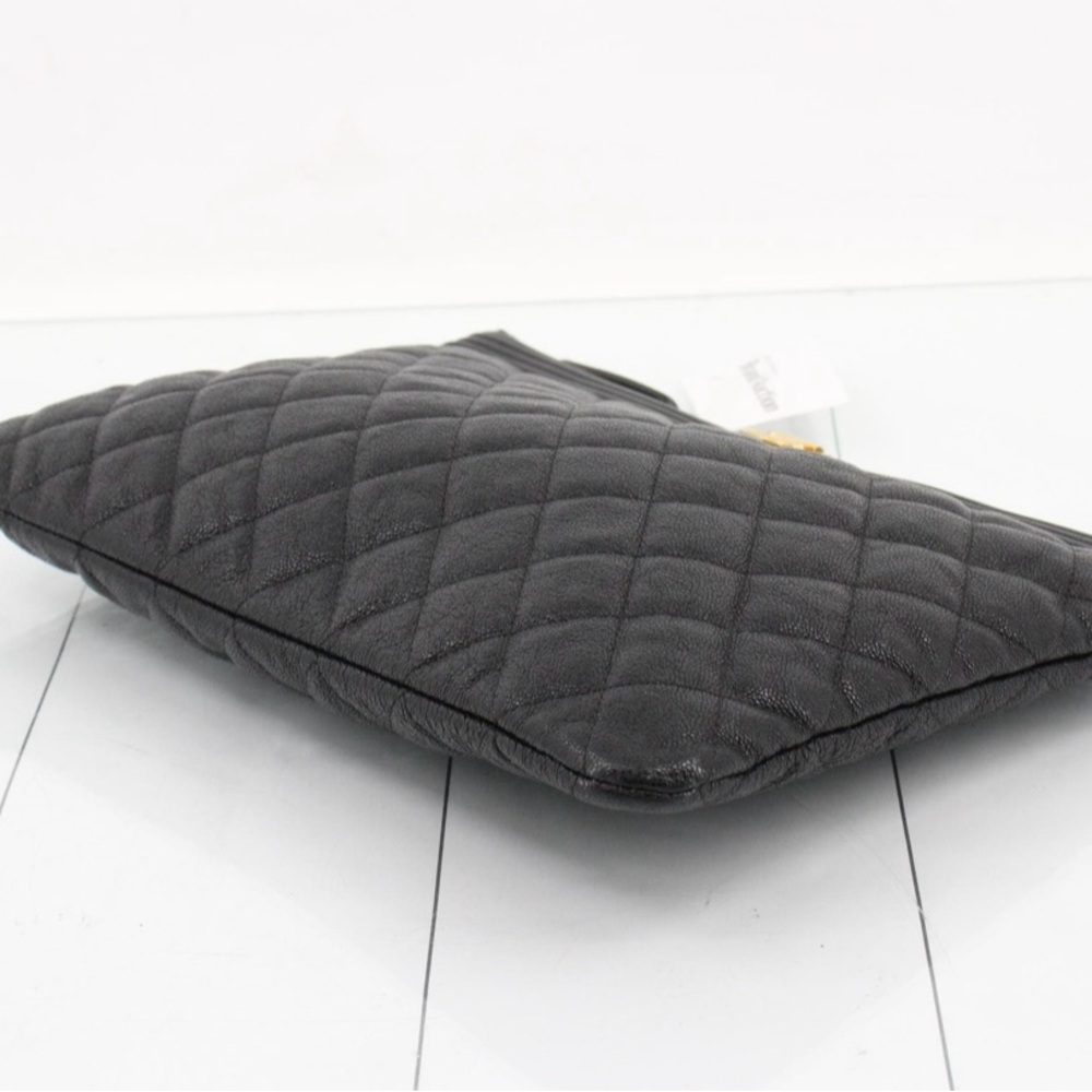 Boy Chanel Black Quilted Caviar Leather Clutch - Picture 6 of 12
